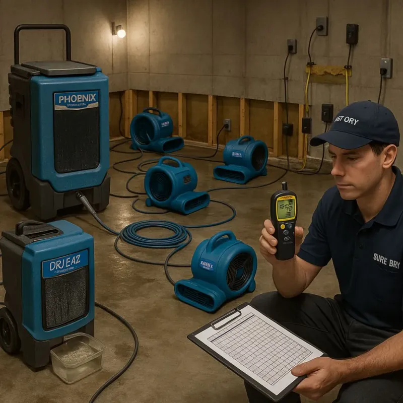 Structural Drying and Dehumidification process in Eidson Road, TX